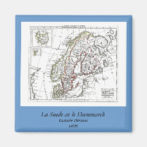 1806 Map - La Suede at le Danemarck Fridge Magnet