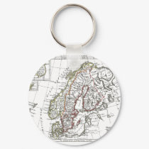 1806 Map - La Suede at le Danemarck keychains