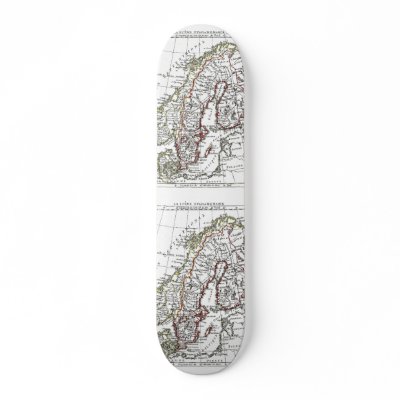 1806 Map - La Suede at le Danemarck Skate Decks by ZephyrusBooks