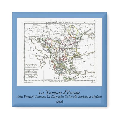 1806 Map - La Turquie d'Europe Fridge Magnet by ZephyrusBooks