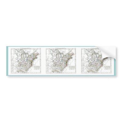1806 Map - Les Etats Unis d'Amrique Bumper Stickers by ZephyrusBooks