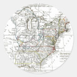 1806 Map - Les Etats Unis d'Amrique Round Stickers