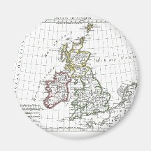 1806 Map - Les Isles Britanniques Refrigerator Magnets