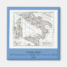 1806 Map - L'Italie (Sud) Fridge Magnets