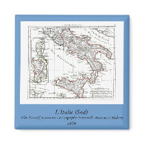 1806 Map - L'Italie (Sud) Fridge Magnets