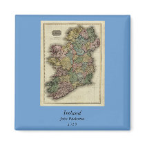 1813 Ireland Map by John Pinkerton Fridge Magnet