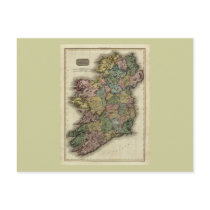 1813 Ireland Map by John Pinkerton postcards