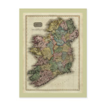 1813 Ireland Map by John Pinkerton postcards
