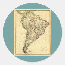 1817 Map of South America Round Stickers