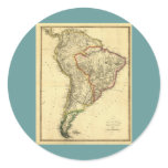 1817 Map of South America Round Stickers