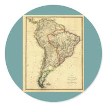 1817 Map of South America Round Stickers