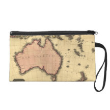 1818 Australasia Map - Australia, New Zealand Wristlet Clutches