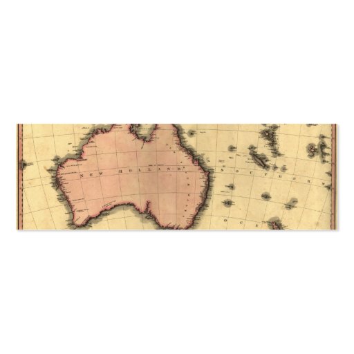 1818 Australasia  Map - Australia, New Zealand Business Card Template (back side)