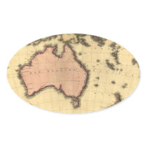 1818 Australasia  Map - Australia, New Zealand Oval Stickers