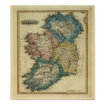 1823 Ireland map by Lucas Fielding Jr posters