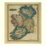 1823 Ireland map by Lucas Fielding Jr posters