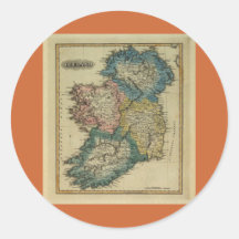 1823 Ireland map by Lucas Fielding Jr Round Sticker