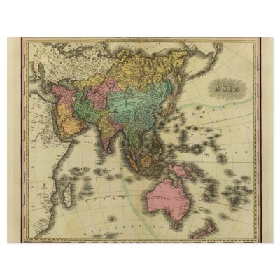 1825 Map of Asia by Henry Tanner Flyers by ZephyrusBooks