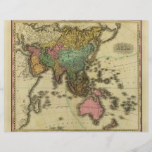 1825 Map of Asia by Henry Tanner Flyers