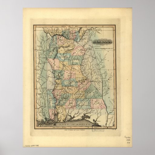 1826 Map of Alabama Print