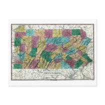 1829 Pennsylvania Map postcards