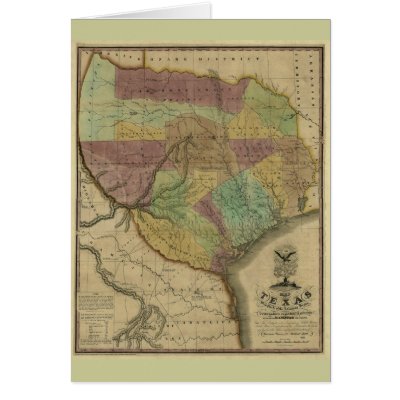 1837 Texas Map with Parts of the Adjoining States Cards by ZephyrusBooks