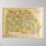 1839 Map of Alabama & Georgia Poster