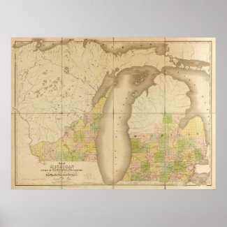 1839 Map of Michigan print