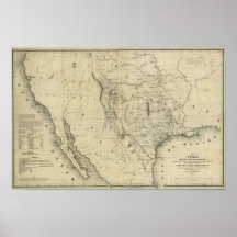 1844  Map of Texas and the Countries Adjacent Poster
