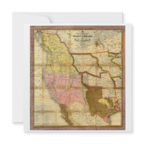 1846 Map of Texas Oregon California by A Mitchell Custom Announcements
