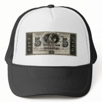 1850 New Orleans Five Dollar Note Mesh Hats