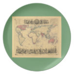 1850’s Map of British Empire Throughout the World Dinner Plate