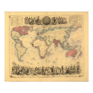 1850’s Map of British Empire Throughout the World print
