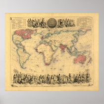 1850’s Map of British Empire Throughout the World Posters