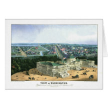 1852 Color Lithograph - View of Washington Card