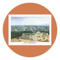 1852 Color Lithograph - View of Washington Round Stickers