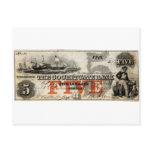 1853 Five Dollar Cochituate Bank Note Post Card
