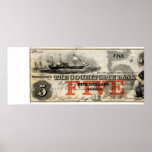 1853 Five Dollar Cochituate Bank Note Print