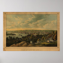 1855 Georgetown DC Birds Eye View Panoramic Map Print