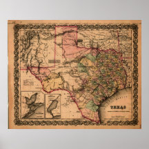 1855 Map of Texas Print