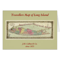 1855 Travellers Map of Long Island cards