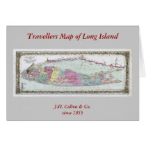 1855 Travellers Map of Long Island cards