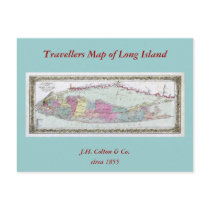 1855 Travellers Map of Long Island postcards