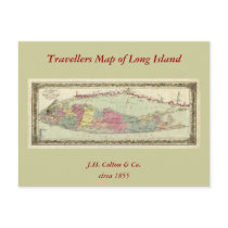1855 Travellers Map of Long Island postcards