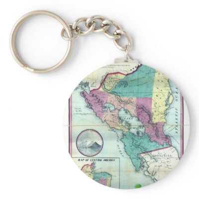 1856 Government Map of Nicaragua by A.H. Jocelyn Key Chains by ZephyrusBooks
