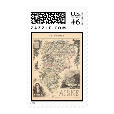 1858 Map of Aisne Department, France Stamps by ZephyrusBooks
