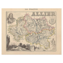 1858 Map of Allier Department, France Flyer Design