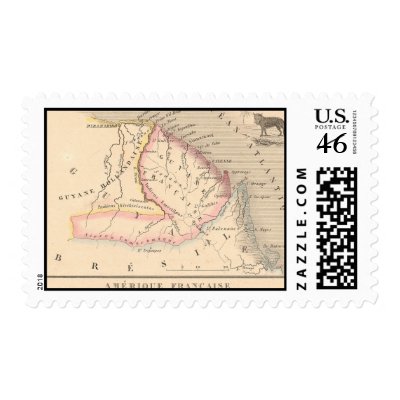 1858 Map of Amerique Francaise (Guyane), Guyana Postage by ZephyrusBooks