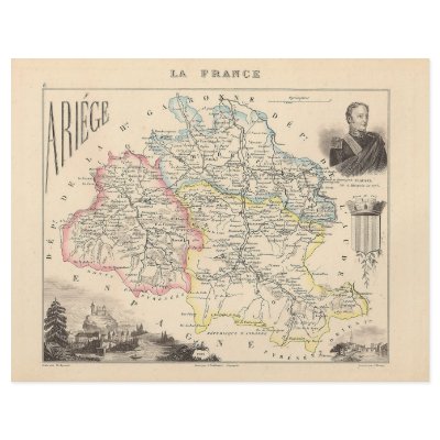 1858 Map of Ariege Department, France Flyer by ZephyrusBooks