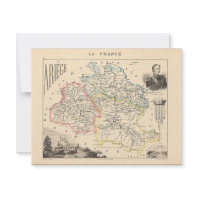 1858 Map of Ariege Department, France Invitations by ZephyrusBooks